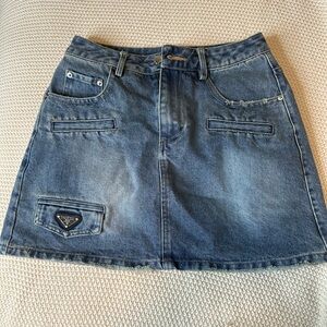 Blue denim mini skirt